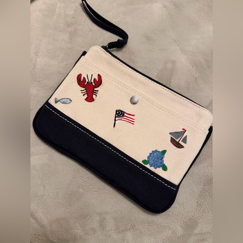 Hand-Painted Coastal Canvas Wristlet